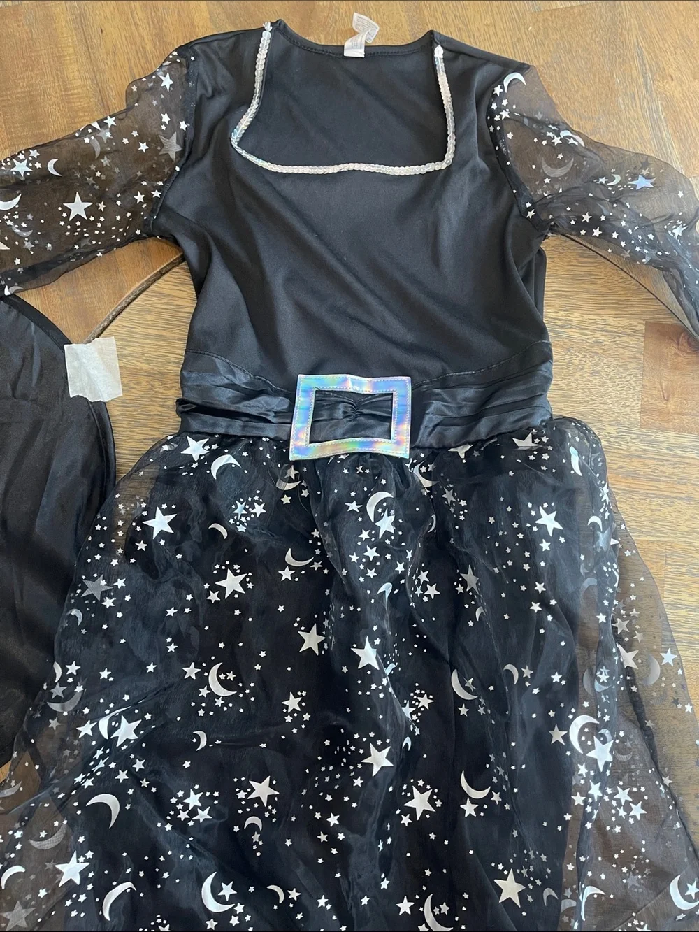 Girls Black Star & Moon Witch Costume Dress with Hat